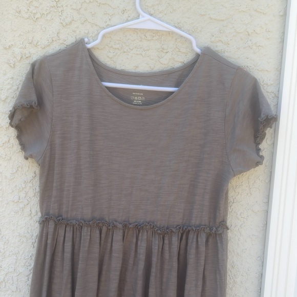 Natural Life Taupe Brown Cotton Midi Raw Hem Boho Cotton Dress Women's Size M - Picture 2 of 8